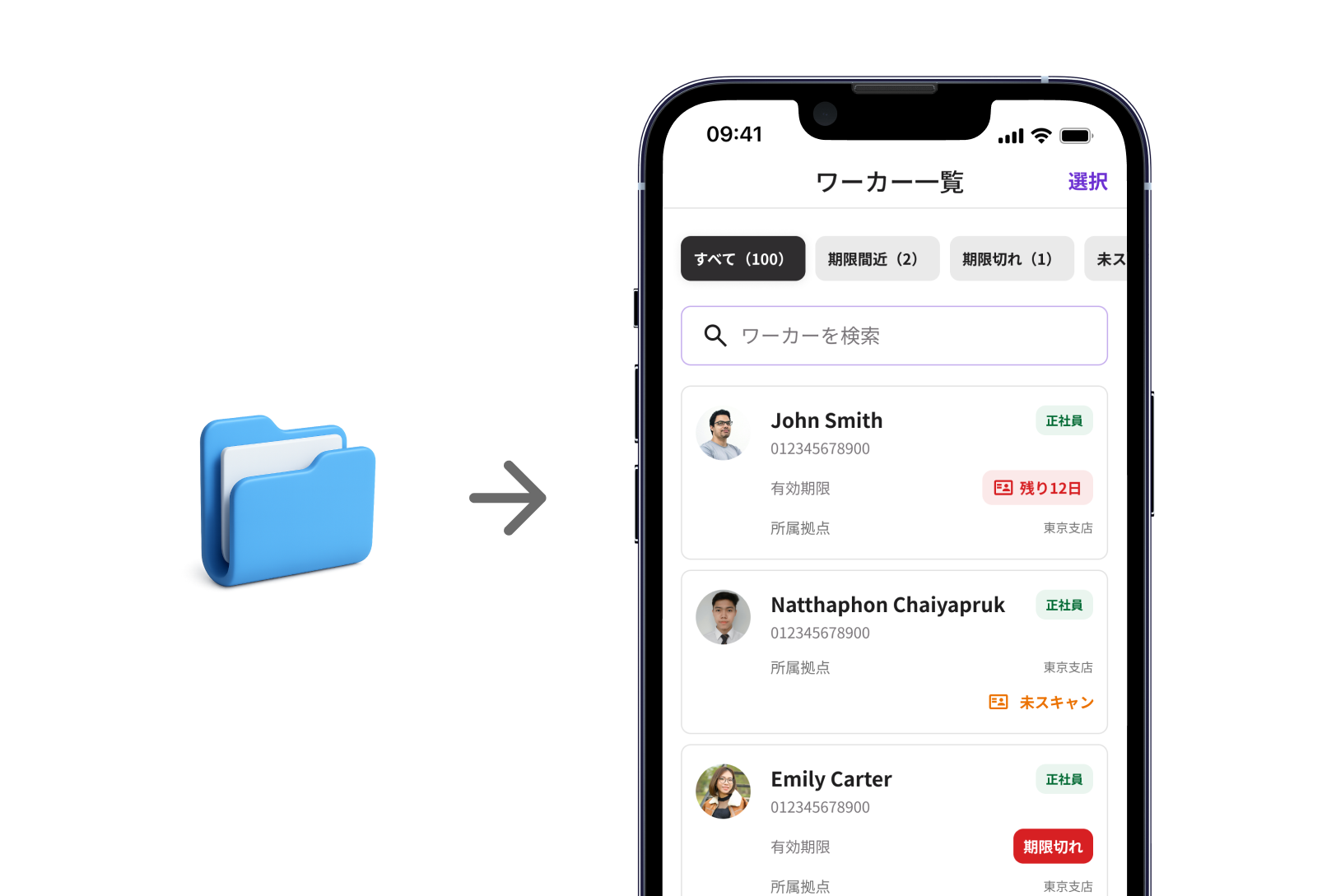 既存ワーカーの登録代行イメージ